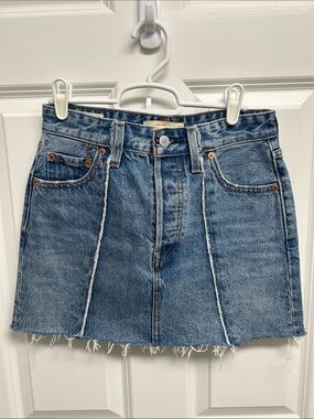 Levi's Faded Blue Panelled Denim Mini Skirt Sz 24